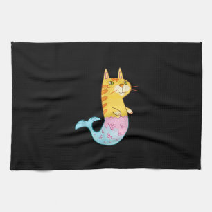 Linge De Cuisine Cute Chat Sirène Poisson Nager En Mer Cadeau