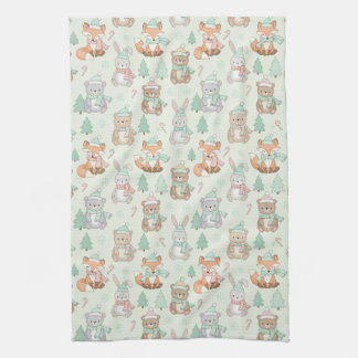 Linge De Cuisine Cute Christmas Animals Seamless Pattern