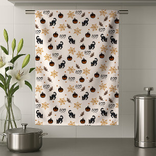 Linge De Cuisine Cute Citrouille Chat Noir Halloween Motif