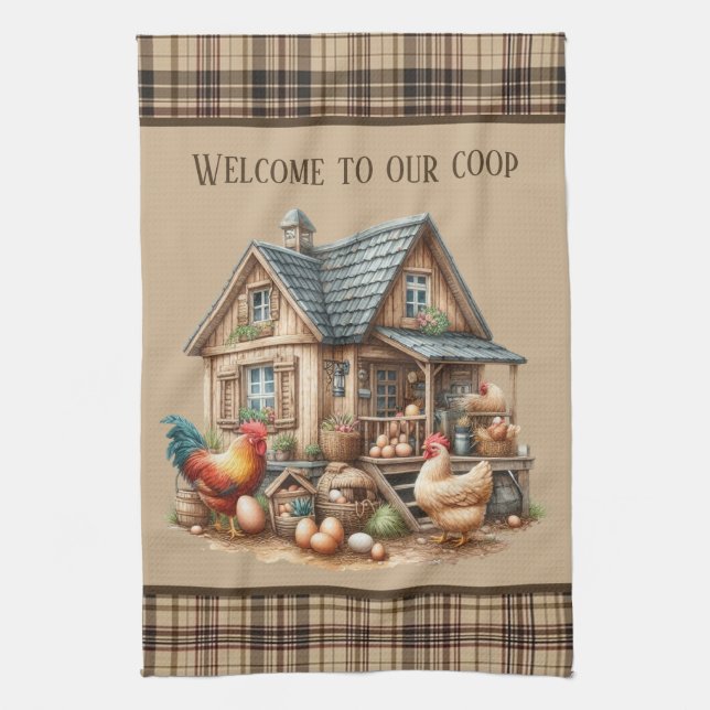Linge De Cuisine Cute coop de poulet Amateurs de pays (Vertical)