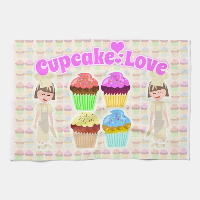 Linge De Cuisine Cute Cupcake Love Chef (Horizontal)