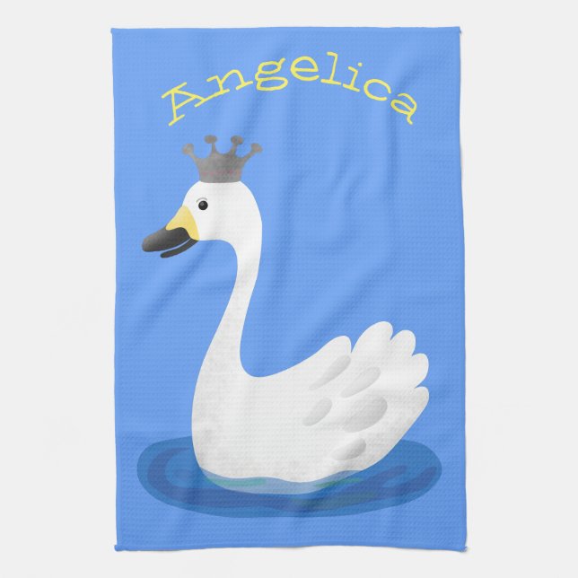 Linge De Cuisine Cute cygne blanc avec dessin de la couronne (Vertical)