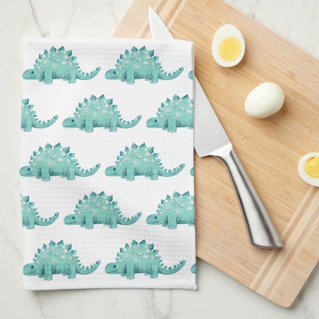 Linge De Cuisine Cute Dinosaur Stegosaurus motif (Quart Plié)