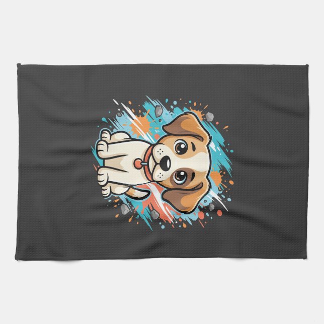 Linge De Cuisine Cute Dog Paint Splash Vector Art_1 (Horizontal)