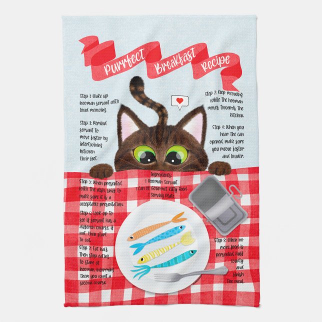 Linge De Cuisine Cute drôle Tabby Cat (Vertical)