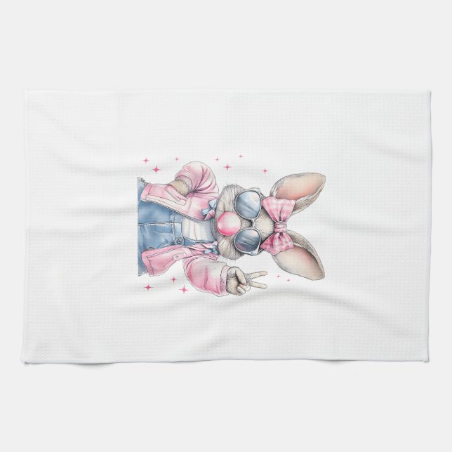 Linge De Cuisine Cute Easter Day Bunny Blowing Bubble Rabbit Women  (Horizontal)