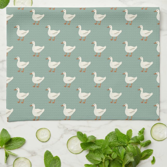 Linge De Cuisine Cute Farmhouse Style Ducks Kitchen Towel (Plié)