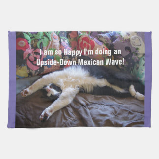 Linge De Cuisine Cute Funny Tuxedo Cat Mexican Wave cats