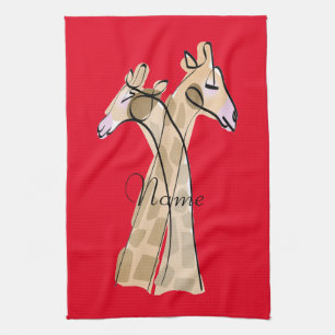 Linge De Cuisine Cute Giraffe Couple Thunder_Cove