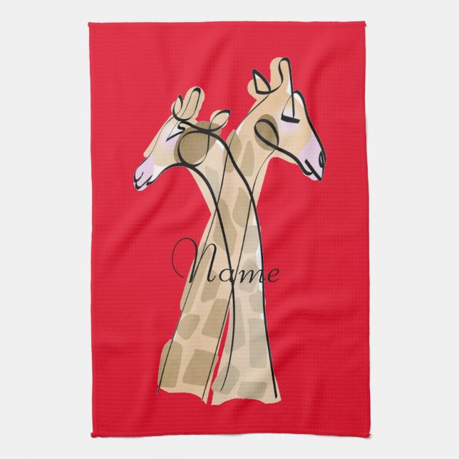 Linge De Cuisine Cute Giraffe Couple Thunder_Cove (Vertical)