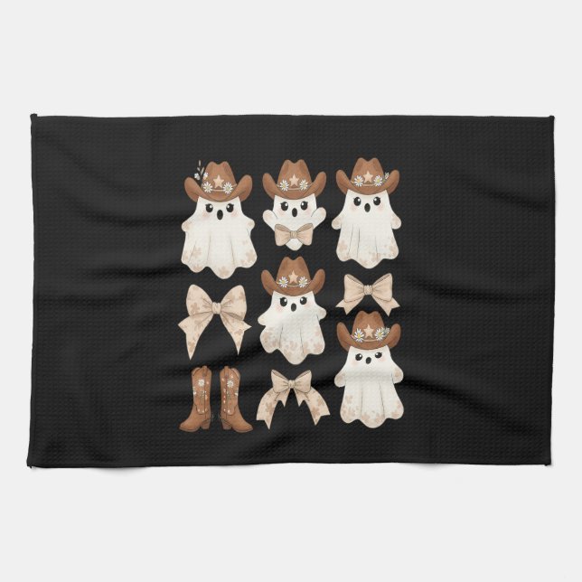 Linge De Cuisine Cute Halloween Cowboy Ghost (Horizontal)