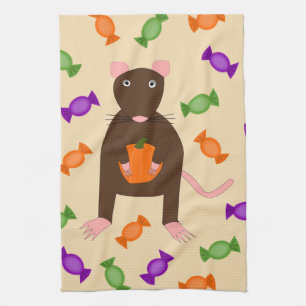 Linge De Cuisine Cute Halloween Rat et Citrouille