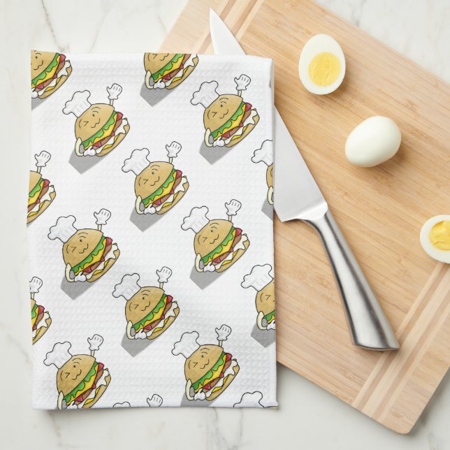 Linge De Cuisine Cute Hamburger (Quart Plié)