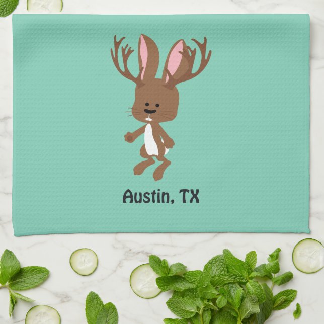 Linge De Cuisine Cute Jackalope - Austin, Texas (Plié)