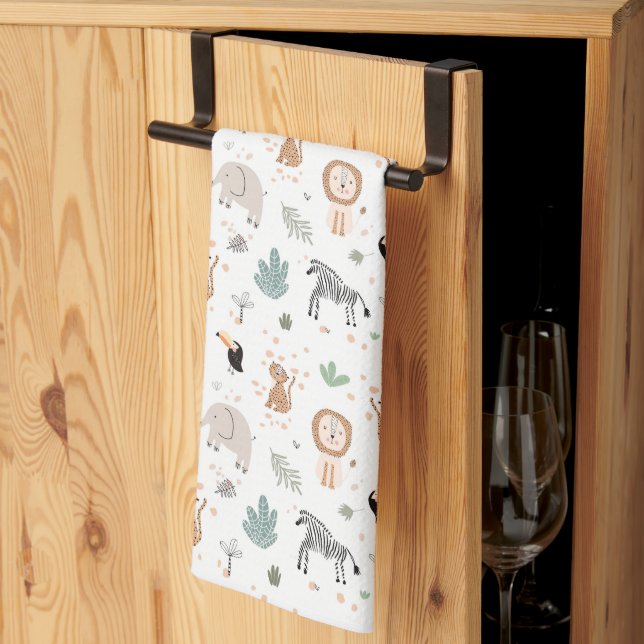 Linge De Cuisine Cute Jungle Rainforest Animaux Motif (Pliage en tiers)