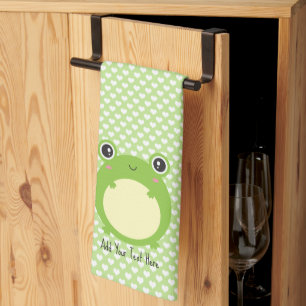 Linge De Cuisine Cute Kawaii Frog avec texte et photo personnalisés