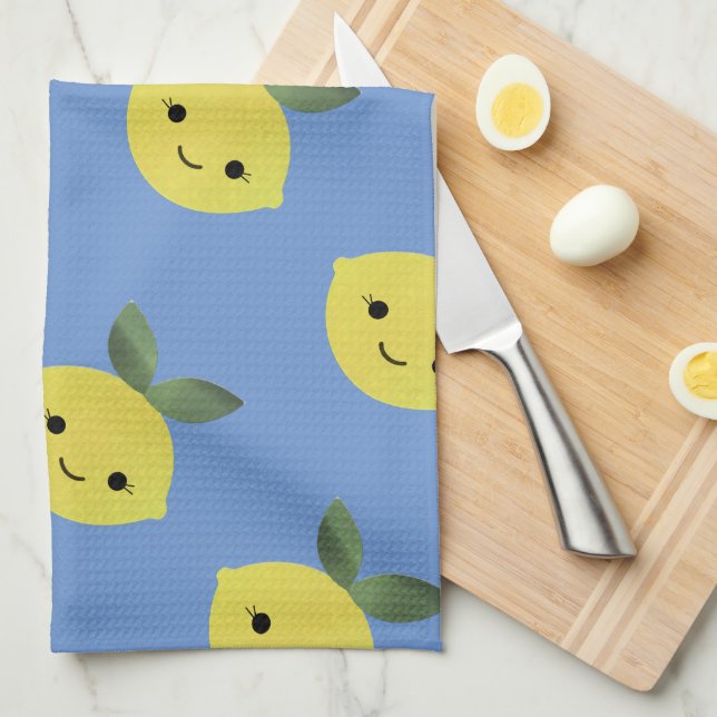 Linge De Cuisine Cute Kawaii Lemon Motif (Quart Plié)