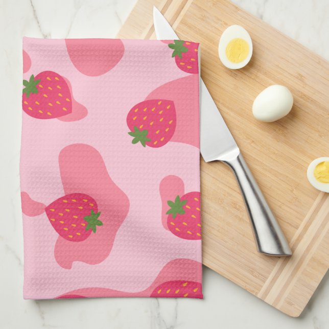 Linge De Cuisine Cute Kawaii Motif de la vache fraise (Quart Plié)