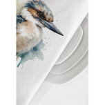Linge De Cuisine Cute Kookaburra sur une branche personnalisable<br><div class="desc">aquarelle peinture d'un kingfisher australien mignon kookaburra assis sur une branche</div>