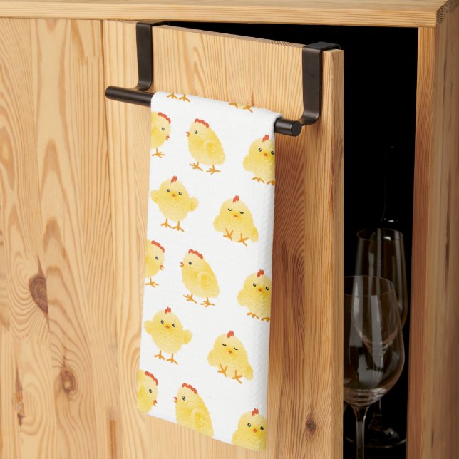 Linge De Cuisine Cute Little Watercolor Motif poulets (Pliage en tiers)