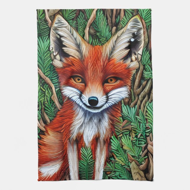 Linge De Cuisine Cute Little Wilderness Fox (Vertical)