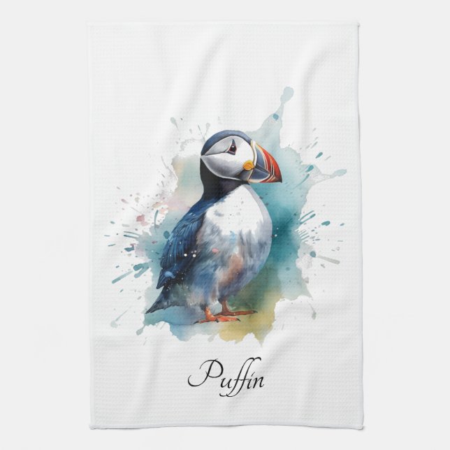 Linge De Cuisine Cute macaron en bleu aquarelle (Vertical)