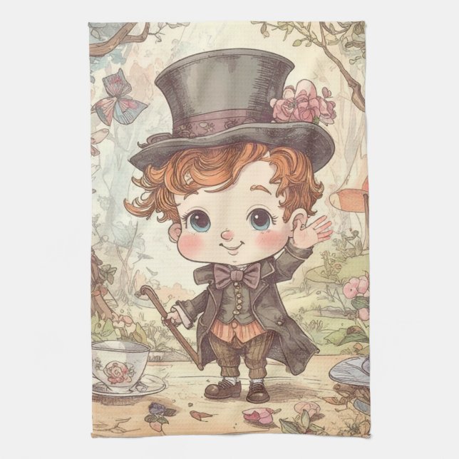 Linge De Cuisine Cute Mad Hatter Whimsical Wonderland Woodland Art (Vertical)