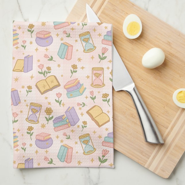 Linge De Cuisine Cute Magic Books Pastel Pink (Quart Plié)