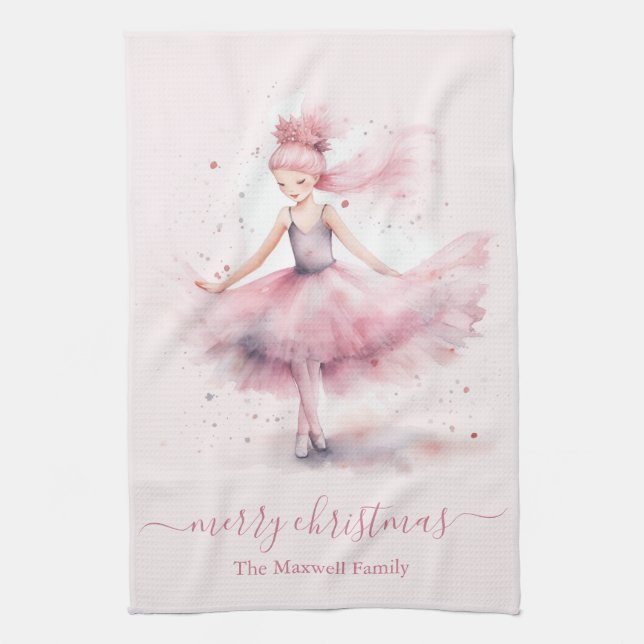 Linge De Cuisine Cute merry christmas soft pink ballerina  (Vertical)