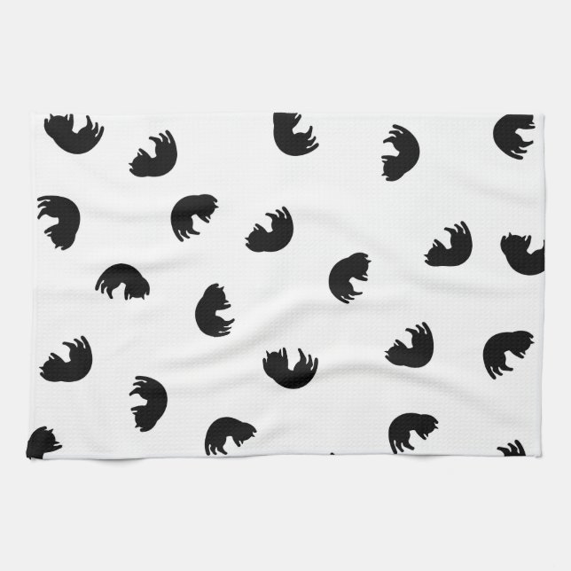 Linge De Cuisine CUTE Motif de chat noir et blanc (Horizontal)