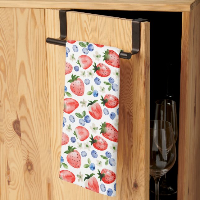 Linge De Cuisine Cute Motif de fraise et bleuets (Pliage en tiers)