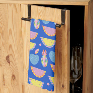 Linge De Cuisine Cute Motif de fruits scandinaves Bleu Whimsical