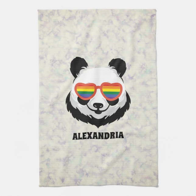 Linge De Cuisine Cute Ours Panda | Arc en ciel | LGBTQ (Vertical)