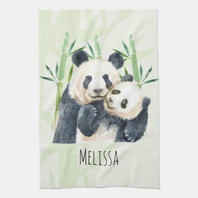 Linge De Cuisine Cute Panda Ours Cuddin Aquarelle (Vertical)