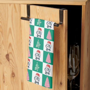 Linge De Cuisine Cute Penguin Père Noël Joyeuse fête de Noël