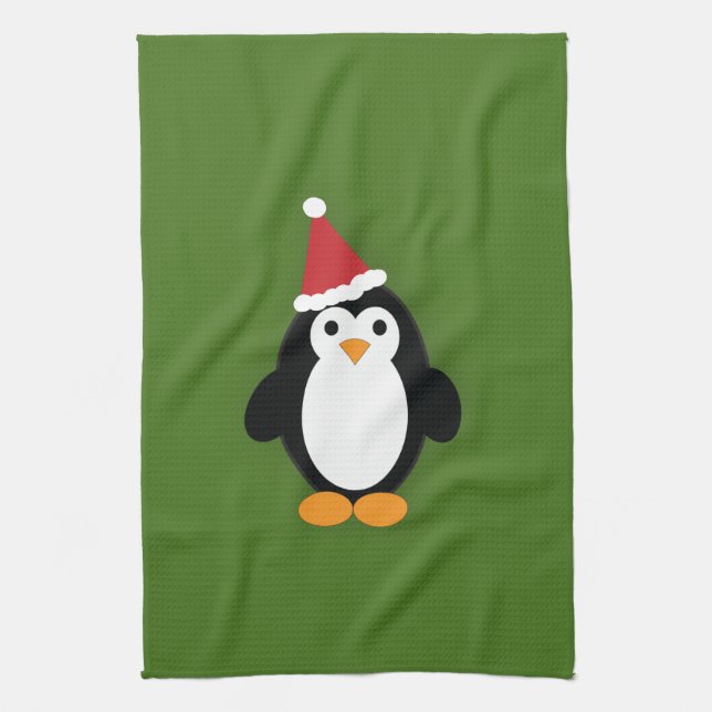 Linge De Cuisine Cute Père Noël Penguin (Vertical)