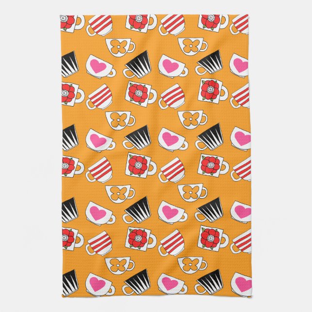 Linge De Cuisine Cute Petites Tasses Dans La Cuisine Motif (Vertical)