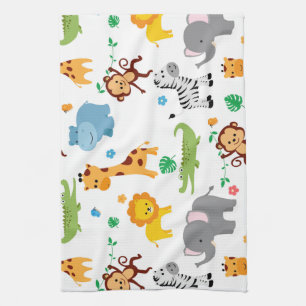 Linge De Cuisine Cute Safari Animaux Nursery Motif