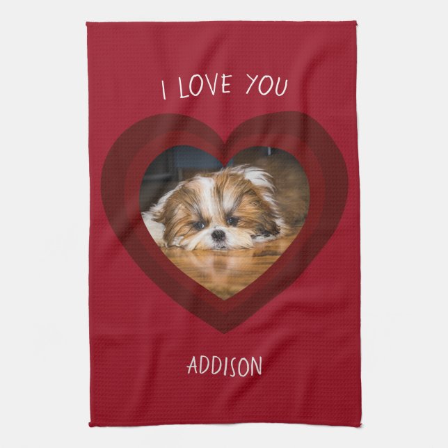 Linge De Cuisine Cute shih tzu love Saint Valentin (Vertical)