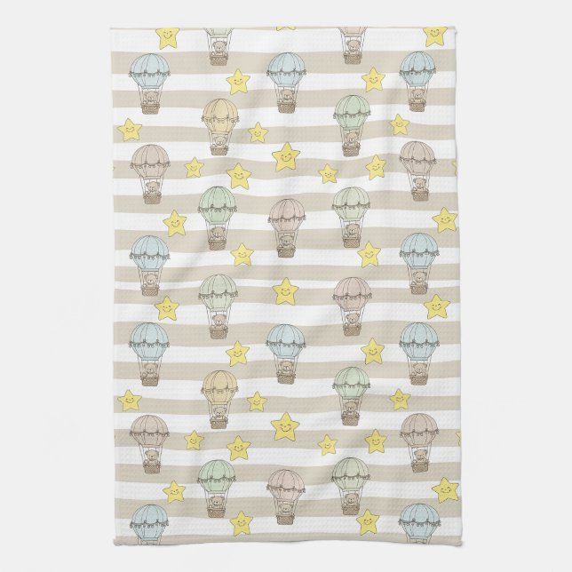 Linge De Cuisine Cute Teddy Bear Montgolfière Motif Neutre 3 (Vertical)
