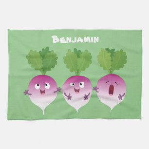 Linge De Cuisine Cute turnip légumes trio chanter dessin animé