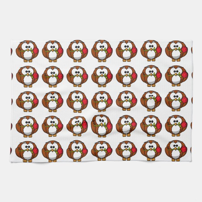 Linge De Cuisine Cute Valentine Owl (Horizontal)
