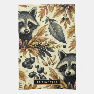 Linge De Cuisine Cute Vintage Racoon Motif