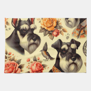 Linge De Cuisine Cute Vintage Schnauzer