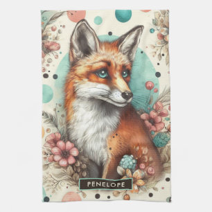 Linge De Cuisine Cute Vintage Watercolo Fox peinture