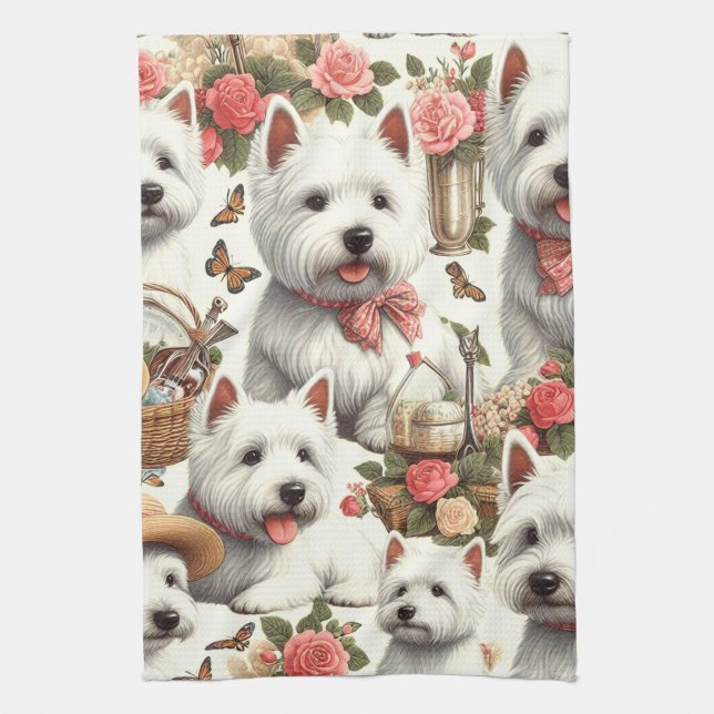 Linge De Cuisine Cute West Highland White Terrier sans fil (Vertical)