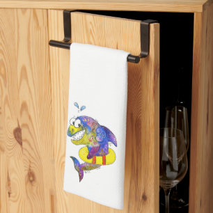 Linge De Cuisine Cute Whimsical Requin coloré en flotteur