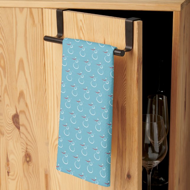 Linge De Cuisine Cyan d'hiver Cute Snowman Motif (Pliage en tiers)