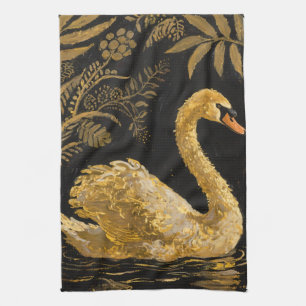 Linge De Cuisine Cygne d'or sur une étang de minuit