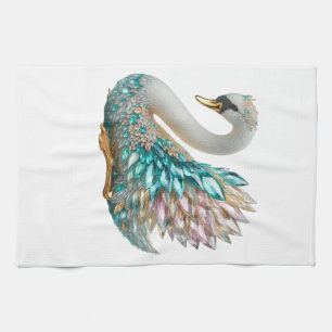 Linge De Cuisine Cygne en diamant doré cristal Bedazzled Bling